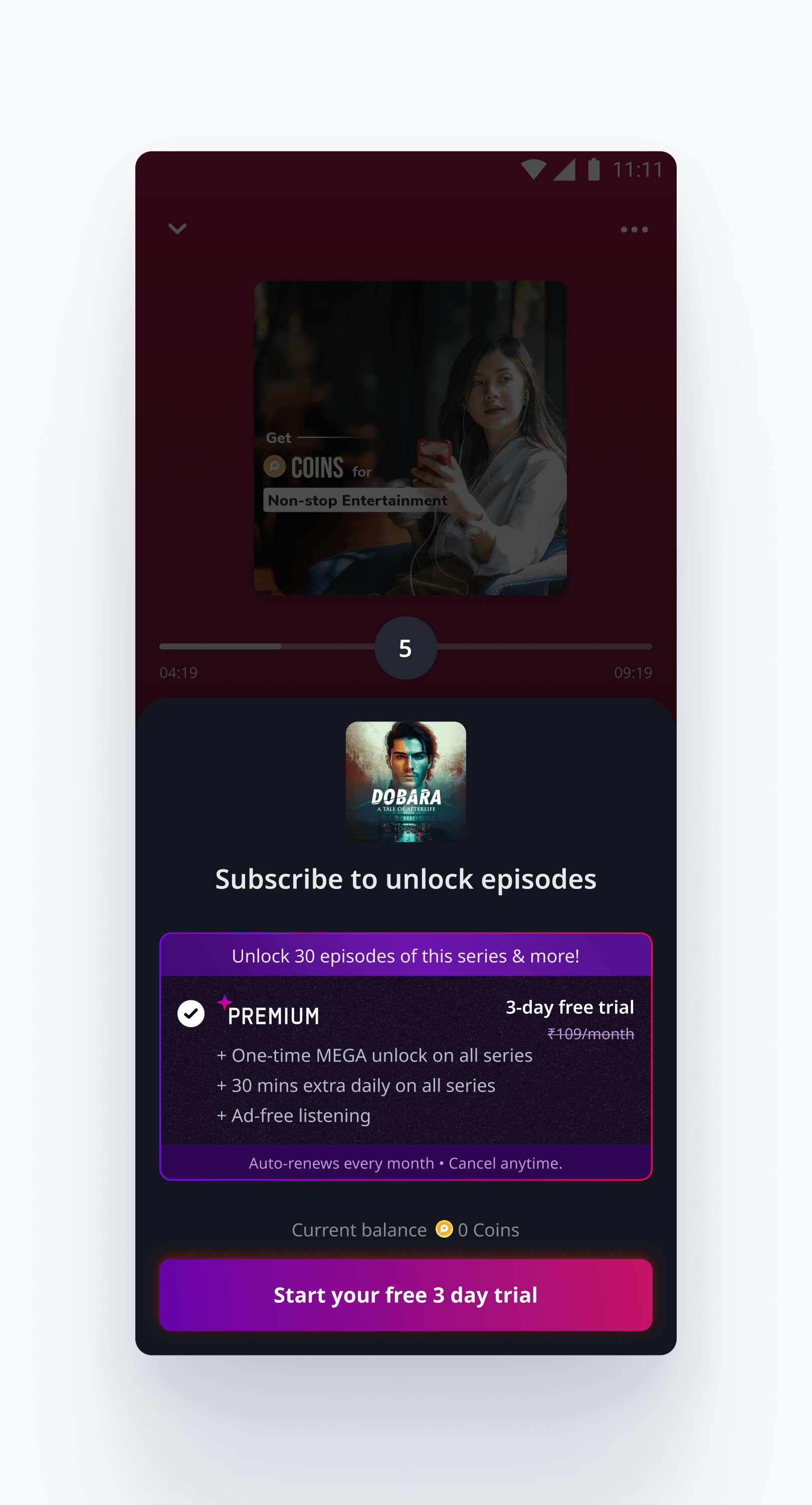 Later Subscription threshold with a free trial and expanded benefit list